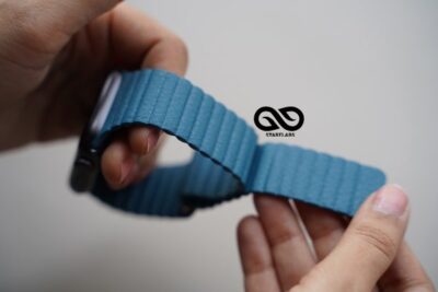 Cornflower Blue Magnetic Leather Strap for Apple Watch 44MM 45MM 46MM Series 4 5 6 7 8 9 10 SE SE 2 Gen