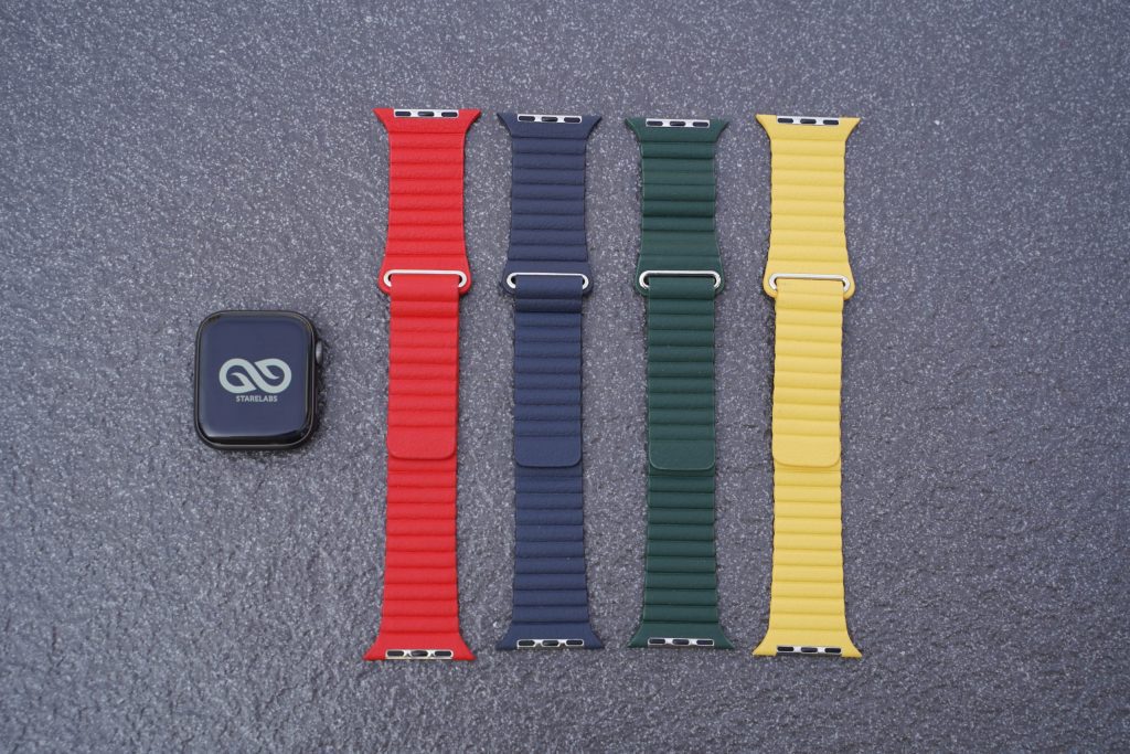 Blood Red Magnetic Leather Loop for Apple Watch 42MM 41MM 40MM Series 4 5 6 7 8 9 10 11 SE SE 2 Gen