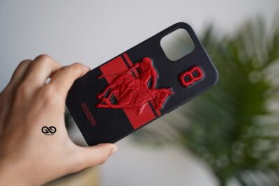 Red Black Luxury Woven Leather Case for iphone 12