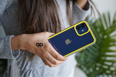 Drop Protection Yellow Grey Minimal Case for iPhone 12 Mini