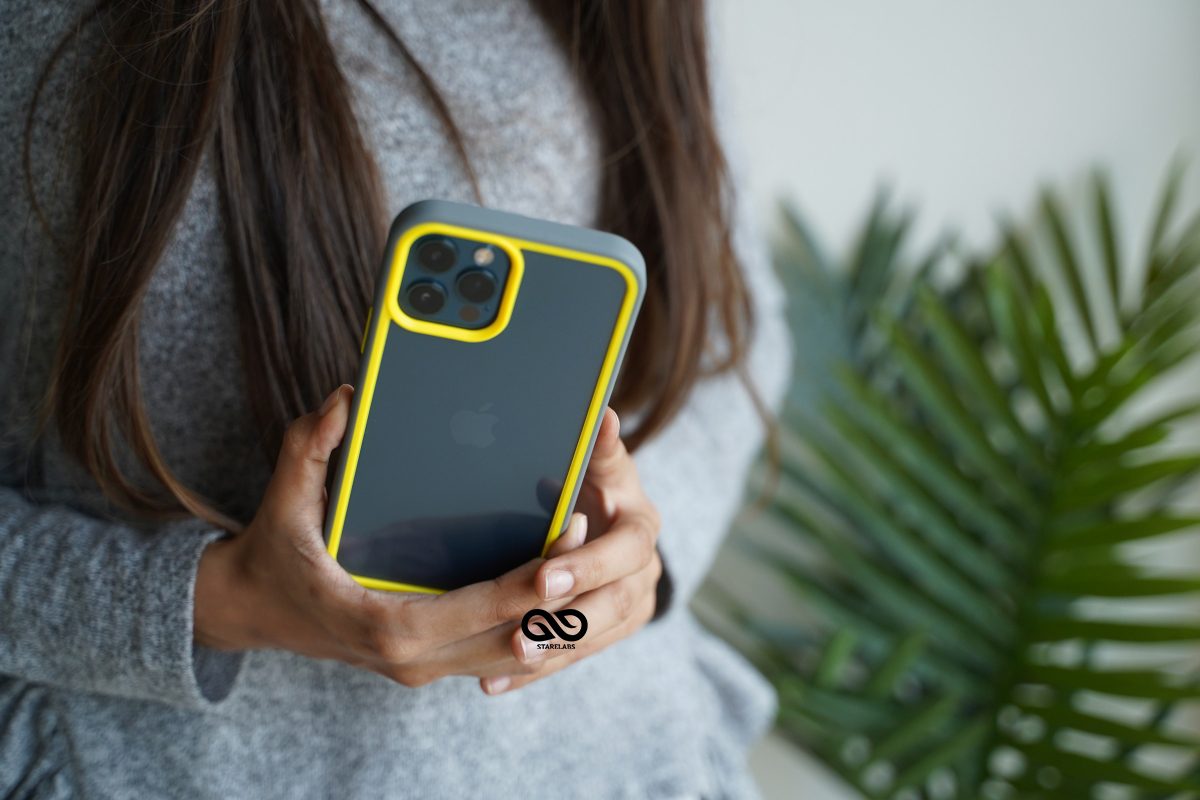 Drop Protection Yellow Grey Minimal Case for iPhone 12 Mini