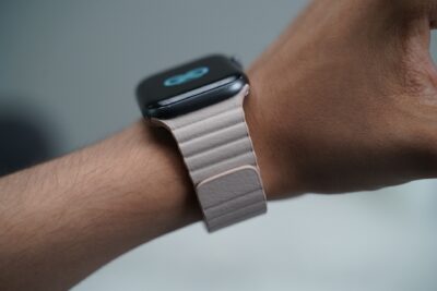 Soft Beige Magnetic Leather Loop for Apple Watch 44MM 45MM 46MM Series 4 5 6 7 8 9 10 SE SE 2 Gen