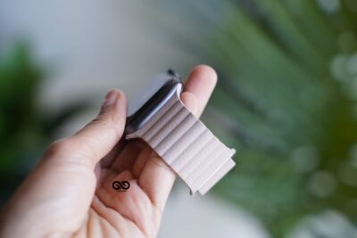 Soft Beige Magnetic Leather Loop for Apple Watch 44MM 45MM 46MM Series 4 5 6 7 8 9 10 SE SE 2 Gen