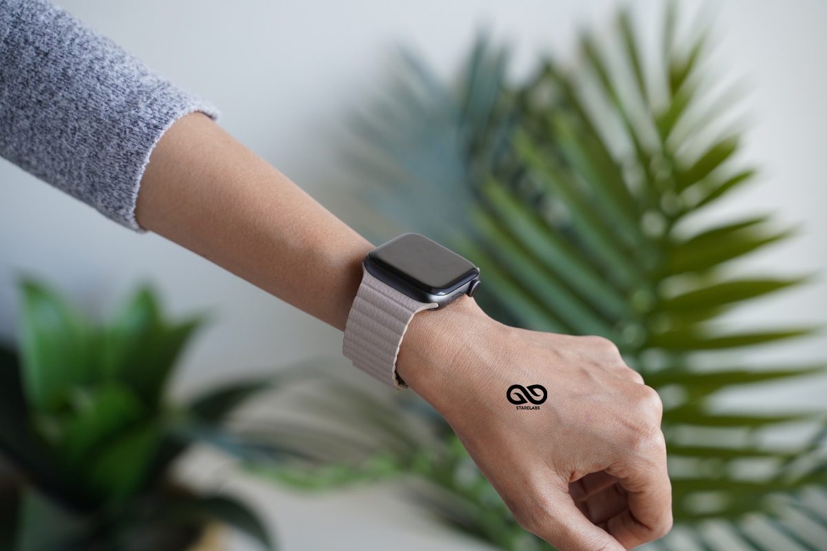 Soft Beige Magnetic Leather Loop for Apple Watch 44MM 45MM 46MM Series 4 5 6 7 8 9 10 SE SE 2 Gen