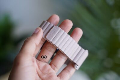 Soft Beige Magnetic Leather Loop for Apple Watch 44MM 45MM 46MM Series 4 5 6 7 8 9 10 SE SE 2 Gen