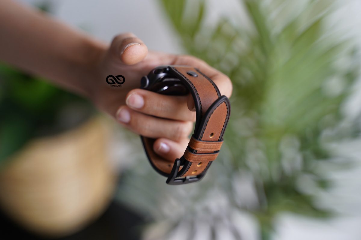 Matte Tan Screw Design Leather Strap for Apple Watch 44MM 45MM 46MM Series 4 5 6 7 8 9 10 11 12 SE SE2 SE3 Gen