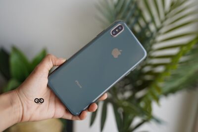 Bluish Grey Soft Glass Finish Case For iPhone XsMax