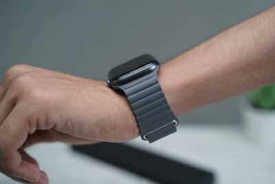 Grey Magnetic Leather Loop for Apple Watch 44MM 45MM 46MM Series 4 5 6 7 8 9 10 SE SE 2 Gen