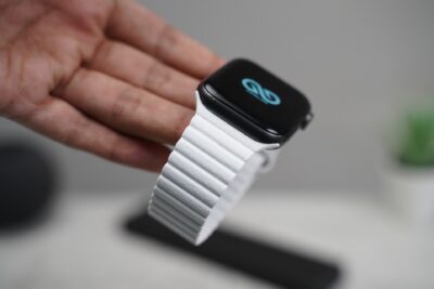 White Magnetic Leather Loop for Apple Watch 44MM 45MM 46MM Series 4 5 6 7 8 9 10 SE SE 2 Gen