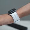 White Magnetic Leather Loop for  Apple Watch 44MM 45MM 46MM Series 4 5 6 7 8 9 10 SE SE 2 Gen