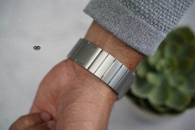 Silver Titanium Matte Finish Detachable Link Strap With Magnetic Closure Apple Watch 44MM 45MM 46MM Series 4 5 6 7 8 9 10 11 (SE 2 3 Gen)