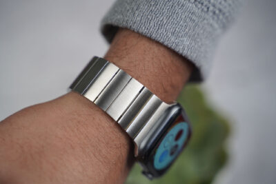 Silver Titanium Matte Finish Detachable Link Strap With Magnetic Closure Apple Watch 44MM 45MM 46MM Series 4 5 6 7 8 9 10 11 (SE 2 3 Gen)