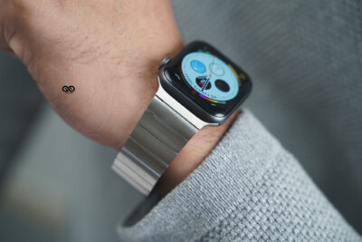 Silver Titanium Matte Finish Detachable Link Strap With Magnetic Closure Apple Watch 44MM 45MM 46MM Series 4 5 6 7 8 9 10 11 (SE 2 3 Gen)