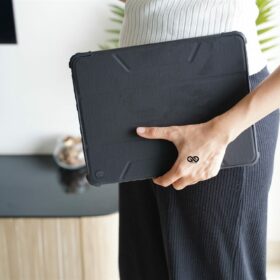 iPad Air11(M4/M3/M2 Chip), Air4/Air5(10.9 inch) Black Bumper leather Case with transparent back and camera shutter