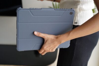 iPad Pro 2021 M1/2020/2018 Grey Bumper leather Case with transparent back and camera shutter for 11 inch and 12.9 inch