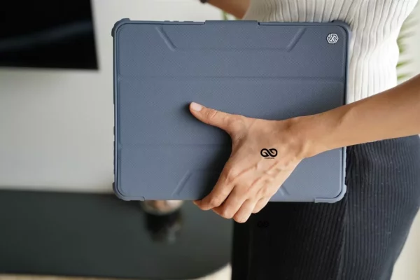 iPad Pro 2021 M1/2020/2018 Grey Bumper leather Case with transparent back and camera shutter for 11 inch and 12.9 inch