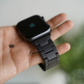 Black Matte Metal Chain Strap for Apple Watch 44MM 45MM 46MM Series 4 5 6 7 8 9 10 11 (SE 2 3 Gen)