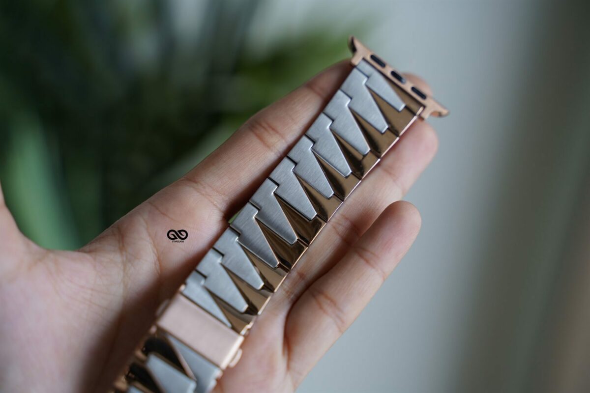 Rose Gold Silver Glossy Matte Link Strap for Apple Watch 42MM 41MM 40MM Series 4 5 6 7 8 9 10 SE SE 2 Gen