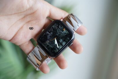 Rose Gold Silver Glossy Matte Link Strap for Apple Watch 42MM 41MM 40MM Series 4 5 6 7 8 9 10 SE SE 2 Gen