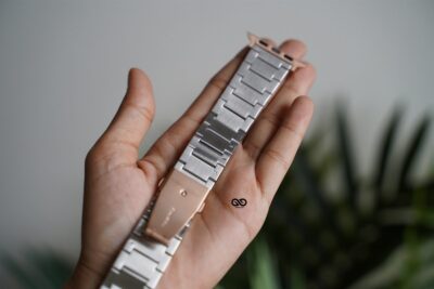 Rose Gold Silver Glossy Matte Link Strap for Apple Watch 42MM 41MM 40MM Series 4 5 6 7 8 9 10 SE SE 2 Gen