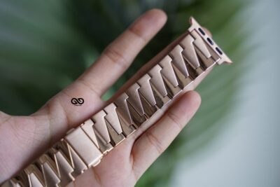 Rose Gold Glossy Matte Link Strap For Apple Watch 44MM 45MM 46MM Series 4 5 6 7 8 9 10 11 (SE 2 3 Gen)