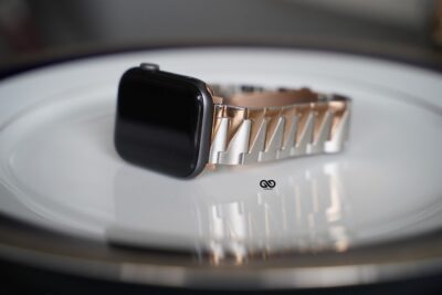 Rose Gold Silver Glossy Matte Link Strap for Apple Watch 42MM 41MM 40MM Series 4 5 6 7 8 9 10 SE SE 2 Gen