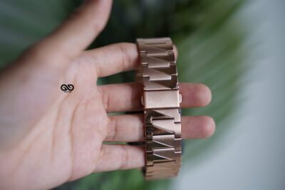 Rose Gold Glossy Matte Link Strap For Apple Watch 44MM 45MM 46MM Series 4 5 6 7 8 9 10 11 (SE 2 3 Gen)