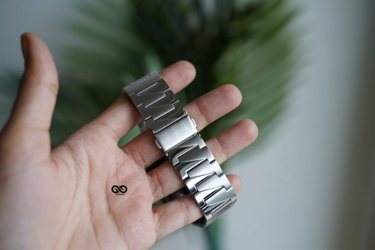 Silver Glossy Matte Link Strap For Apple Watch 44MM 45MM 46MM Series 4 5 6 7 8 9 10 11 (SE 2 3 Gen)