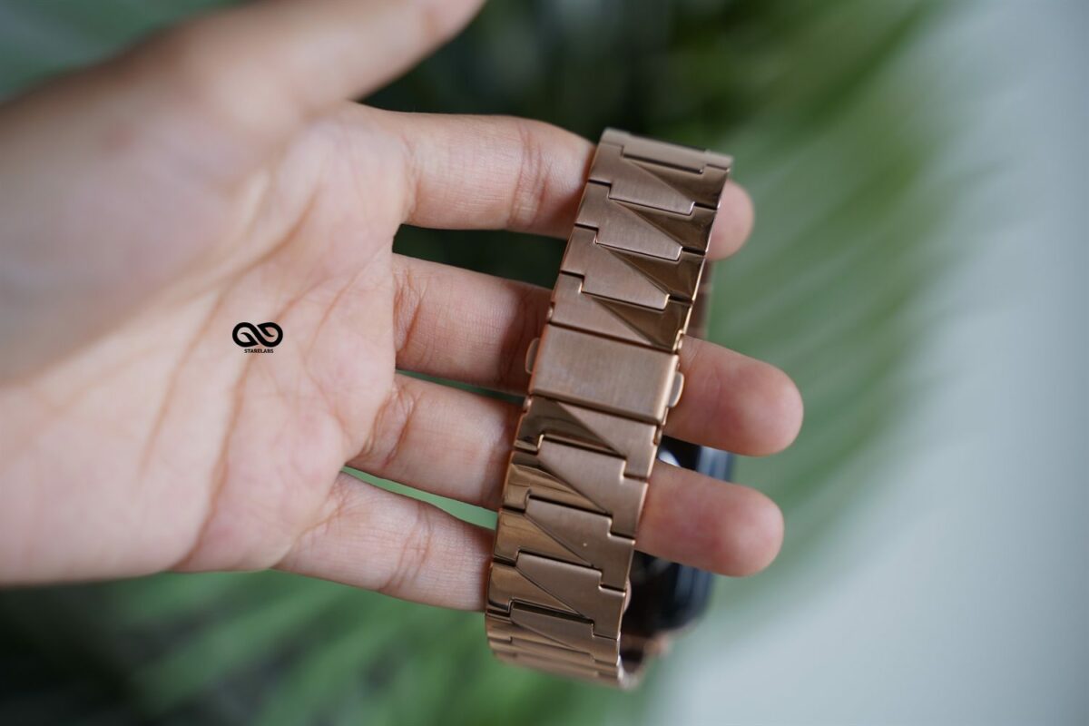 Rose Gold Glossy Matte Link Strap For Apple Watch 44MM 45MM 46MM Series 4 5 6 7 8 9 10 11 (SE 2 3 Gen)