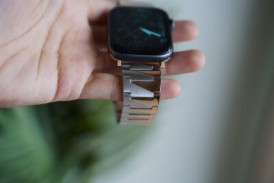 Rose Gold Silver Glossy Matte Link Strap for Apple Watch 42MM 41MM 40MM Series 4 5 6 7 8 9 10 SE SE 2 Gen