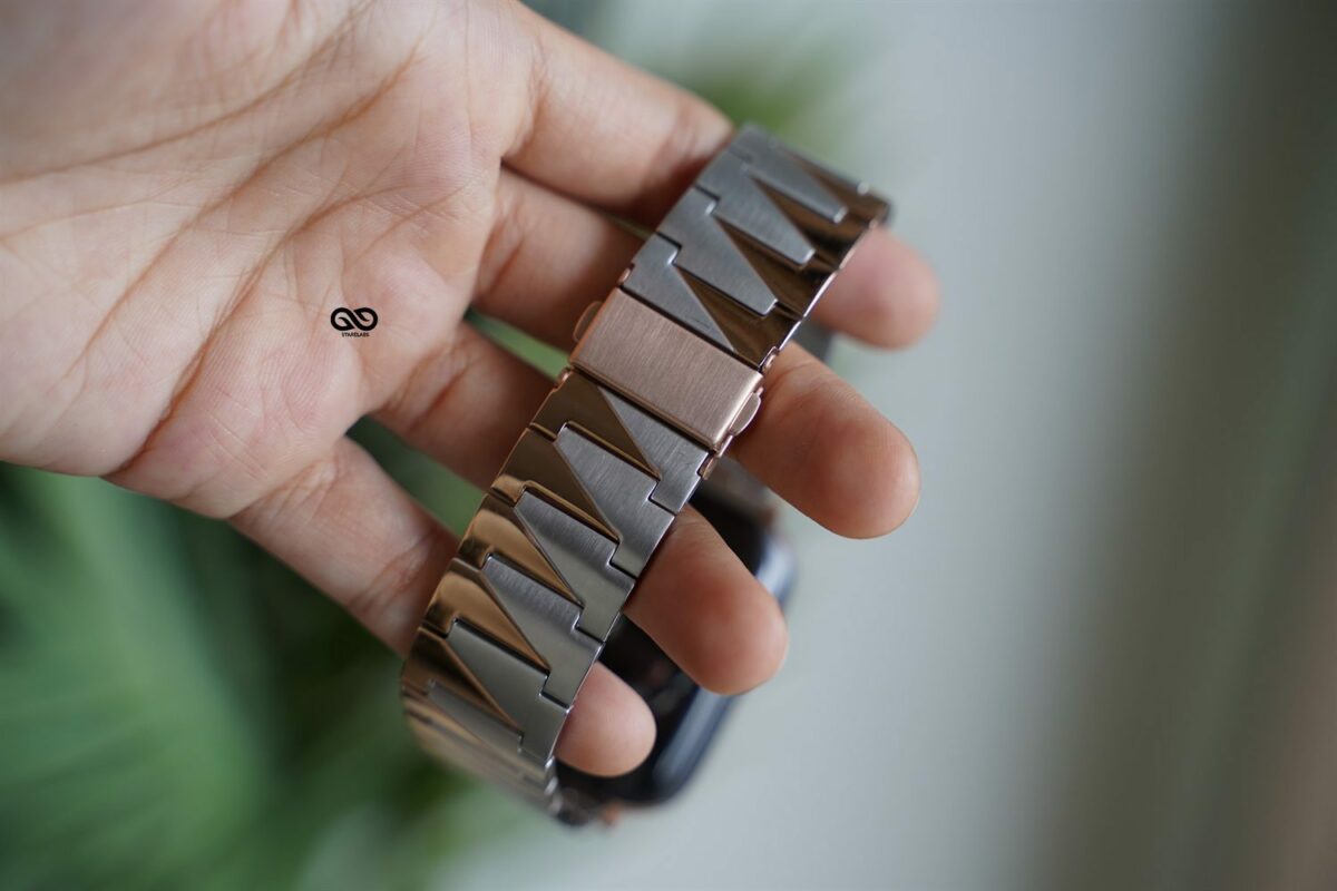 Rose Gold Silver Glossy Matte Link Strap for Apple Watch 42MM 41MM 40MM Series 4 5 6 7 8 9 10 SE SE 2 Gen