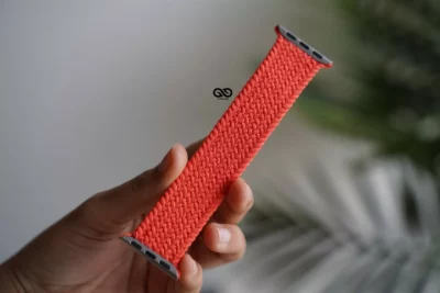 Electric Orange Braided Solo Loop For Apple Watch 42MM 41MM 40MM Series 4 5 6 7 8 9 10 SE SE 2 Gen