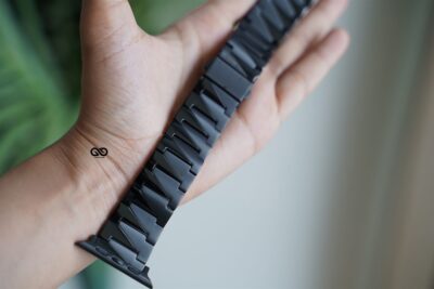 Black Glossy Matte Link Strap For Apple Watch 44MM 45MM 46MM Series 4 5 6 7 8 9 10 11 (SE 2 3 Gen)