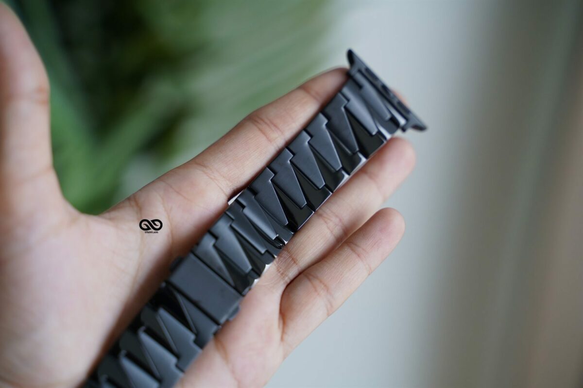 Black Glossy Matte Link Strap For Apple Watch 42MM 41MM 40MM Series 4 5 6 7 8 9 10 11 12 SE SE2 SE3 Gen