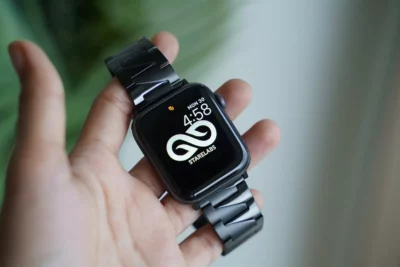 Black Glossy Matte Link Strap For Apple Watch 44MM 45MM 46MM Series 4 5 6 7 8 9 10 11 (SE 2 3 Gen)