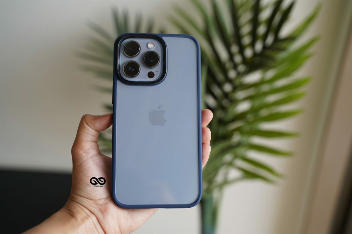 Blue Drop Proof Transparent Sleek Case For iPhone 13 Pro Max