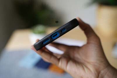 Grainy Textured Vegan Leather Case with Logo Cut for iPhone 13