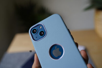 Grainy Textured Vegan Leather Case with Logo Cut for iPhone 13