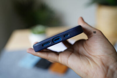 Grainy Textured Vegan Leather Case with Logo Cut for iPhone 13