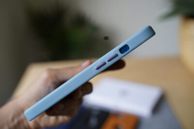 Grainy Textured Vegan Leather Case with Logo Cut for iPhone 13