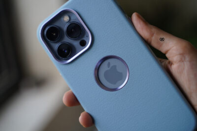 Grainy Textured Vegan Leather Case with Logo Cut for iPhone 13 Pro