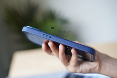 Grainy Textured Vegan Leather Case with Logo Cut for iPhone 13 Pro