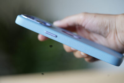 Grainy Textured Vegan Leather Case with Logo Cut for iPhone 13 Pro