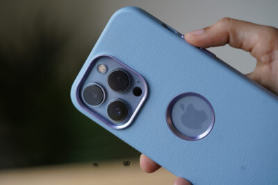 Grainy Textured Vegan Leather Case with Logo Cut for iPhone 13 Pro