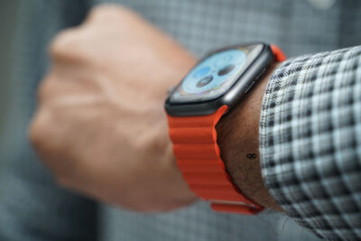 Cosmic Orange Magnetic Leather Loop for Apple Watch 44MM 45MM 46MM Series 4 5 6 7 8 9 10 SE SE 2 Gen