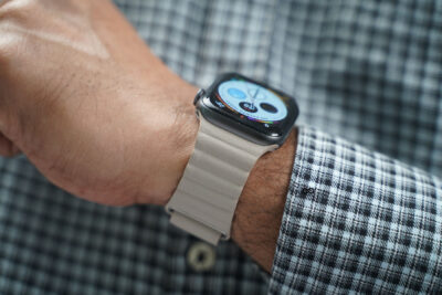 Soft Beige Magnetic Leather Loop for Apple Watch 44MM 45MM 46MM Series 4 5 6 7 8 9 10 SE SE 2 Gen