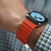 Cosmic Orange Magnetic Leather Loop for Apple Watch 44MM 45MM 46MM Series 4 5 6 7 8 9 10 SE SE 2 Gen