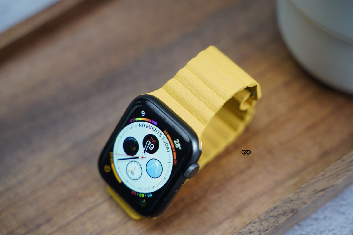 Lemon Yellow Magnetic Leather Loop For Apple Watch 42MM 41MM 40MM Series 4 5 6 7 8 9 10 11 SE SE 2 Gen