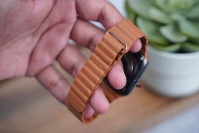 Saddle Tan Magnetic Leather Loop for Apple Watch 42MM 41MM 40MM Series 4 5 6 7 8 9 10 11 SE SE 2 Gen