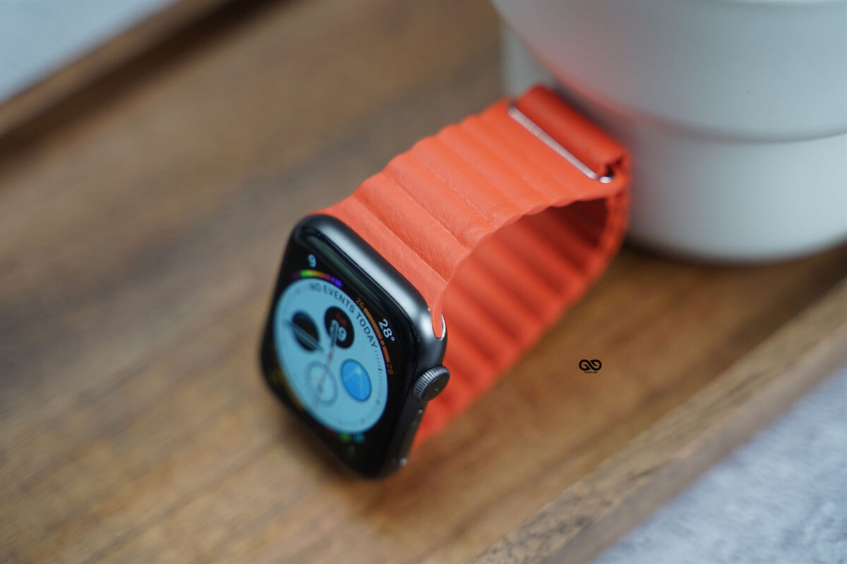 Cosmic Orange Magnetic Leather Loop for Apple Watch 44MM 45MM 46MM Series 4 5 6 7 8 9 10 SE SE 2 Gen
